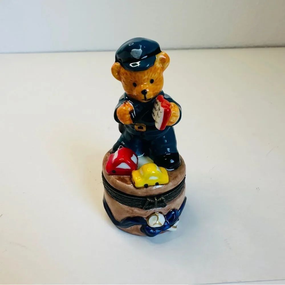 Police Officer Teddy Bear Trinket Box